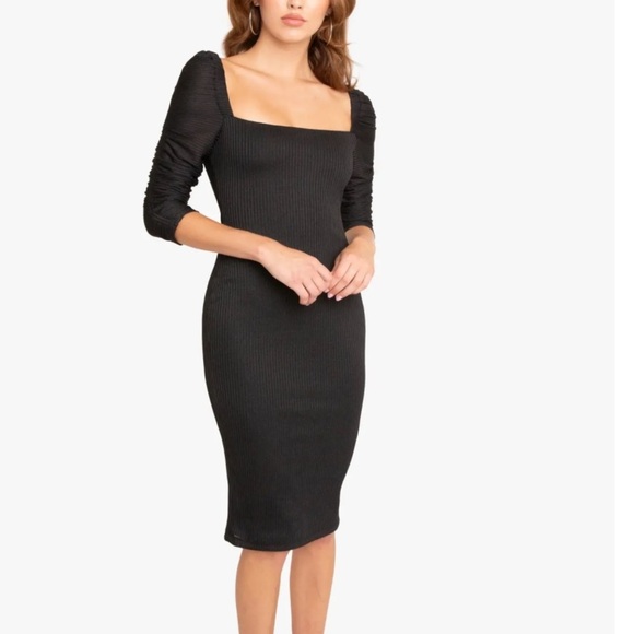 BLACK HALO FANG SHEATH MIDI DRESSES Black 8 - Picture 1 of 4